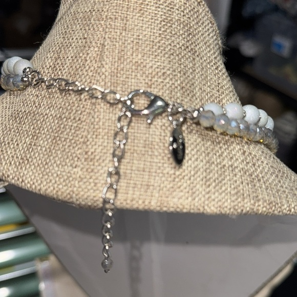 Chicos Elegant necklace silver toned beaded pave adjustable - Picture 2 of 3